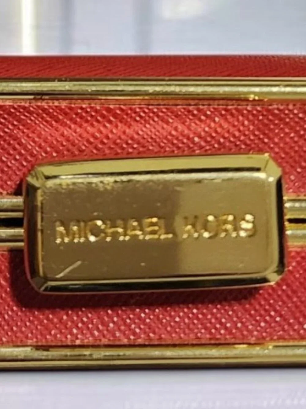 Michael Kors Vintage Saffiano Calf Leather Minaudiere Clutch